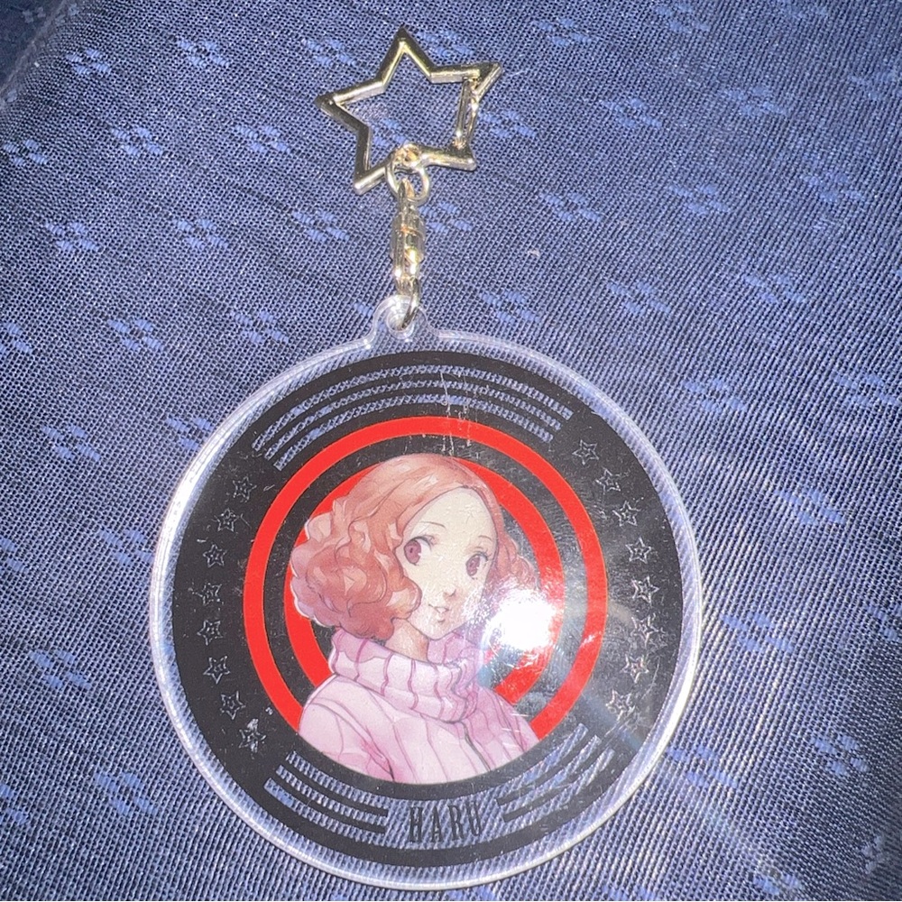 Persona 5 Round Acrylic Keychain Keyholder w Star Clasp - Haru Noir